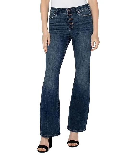 Lucy High-Rise Exposed Button Fly Bootcut Jeans 32" in Missoula