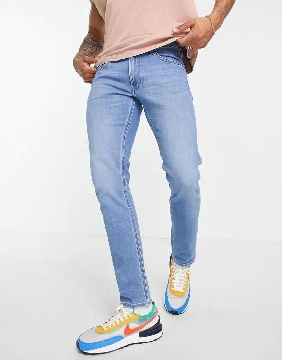 Luke cotton slip tapered fit jeans in light wash - LBLUE