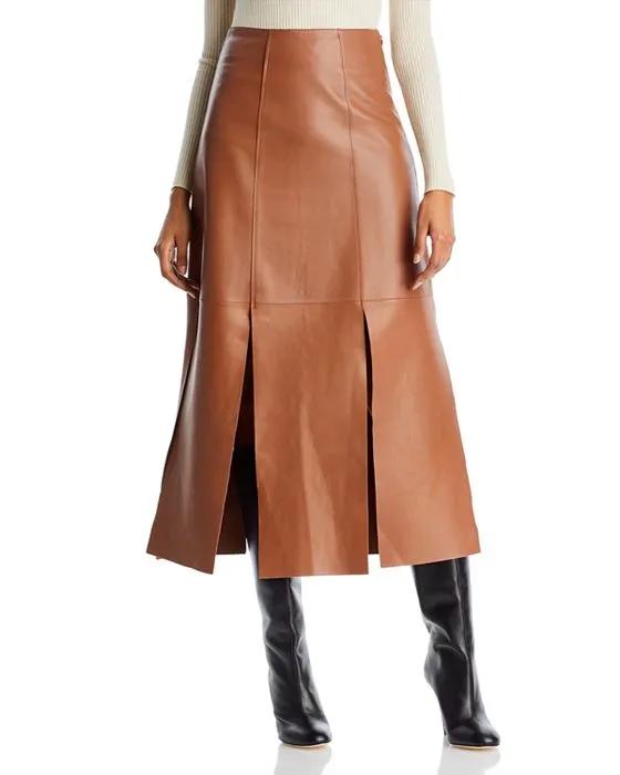  Lunes Leather Midi Skirt