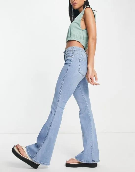 Macy super skinny flared jeans in mid wash blue