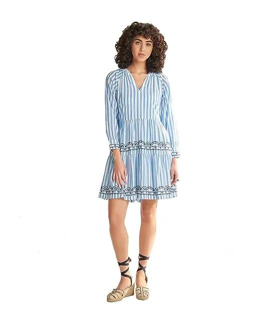 Maddy Popover Dress - Azure Stripes