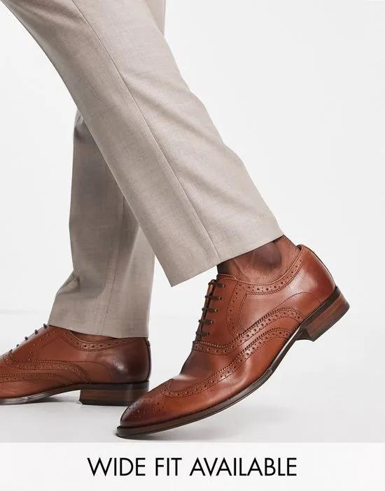 made in Portugal brogue shoes in tan leather