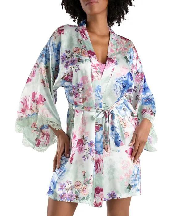 Madelyn Floral Satin Wrap Robe