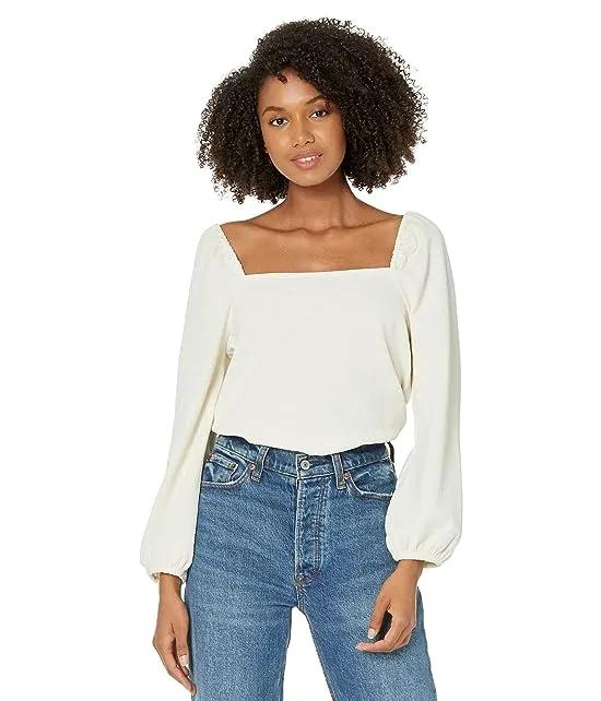 Madewell Crepe Square-Neck Puff-Sleeve Top