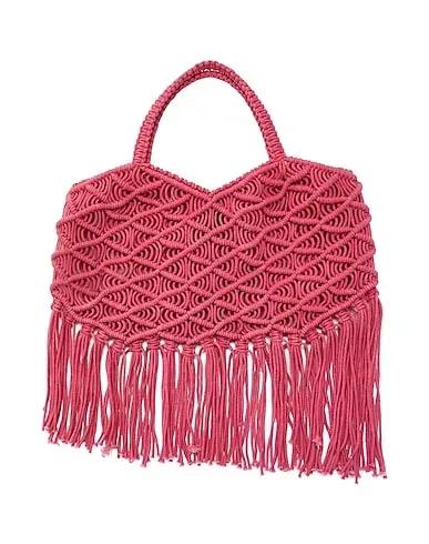 Magenta Knitted Handbag ORGANIC COTTON FRINGED TOTE
