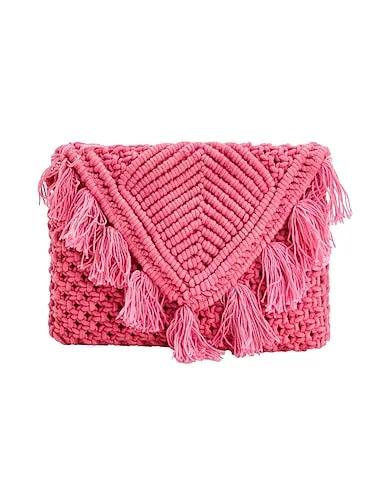 Magenta Knitted Handbag ORGANIC COTTON MACRAME' CLUTCH
