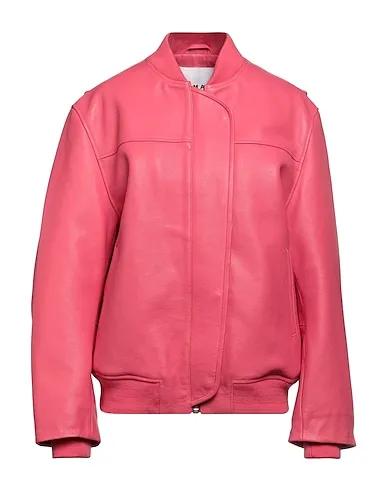 Magenta Leather Biker jacket