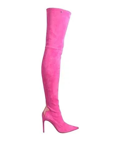 Magenta Leather Boots