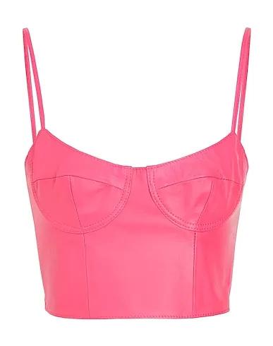 Magenta Leather Bustier LEATHER BODYCON CROP TOP

