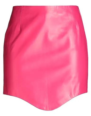 Magenta Leather Mini skirt LEATHER SHAPED SKIRT