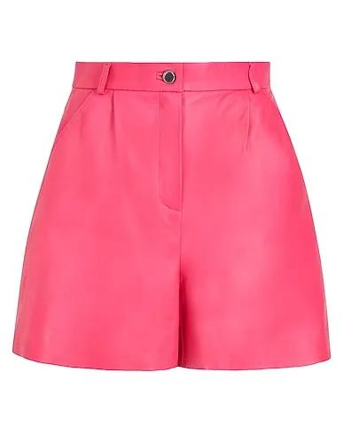 Magenta Leather pant LEATHER HIGH-WAIST PLEATED SHORTS
