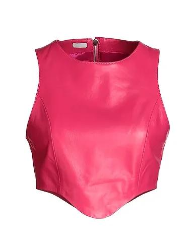 Magenta Leather Top LEATHER SHAPED TOP