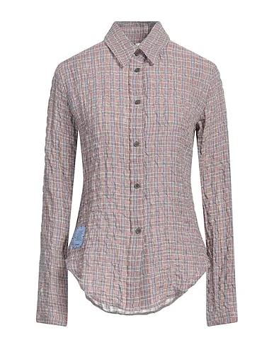 Magenta Plain weave Checked shirt