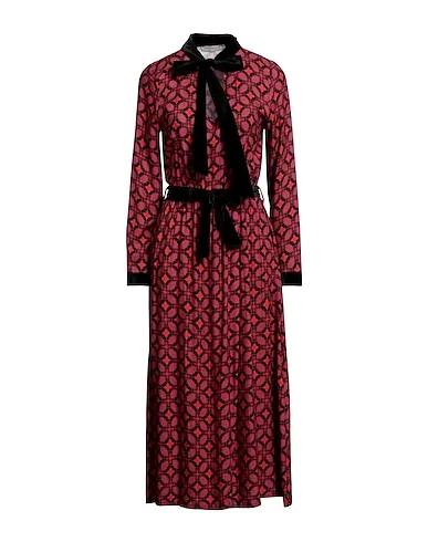 Magenta Plain weave Midi dress