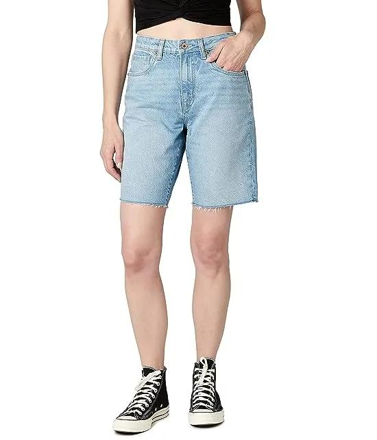 Maggie Mom Shorts in Mid Blue Sanded