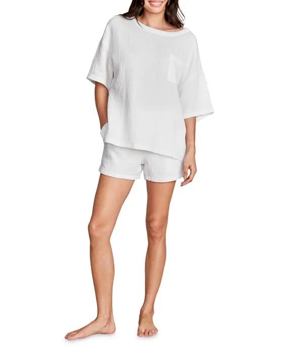 Malibu Collection Sun Soaked Crinkle Cotton Pajama Set