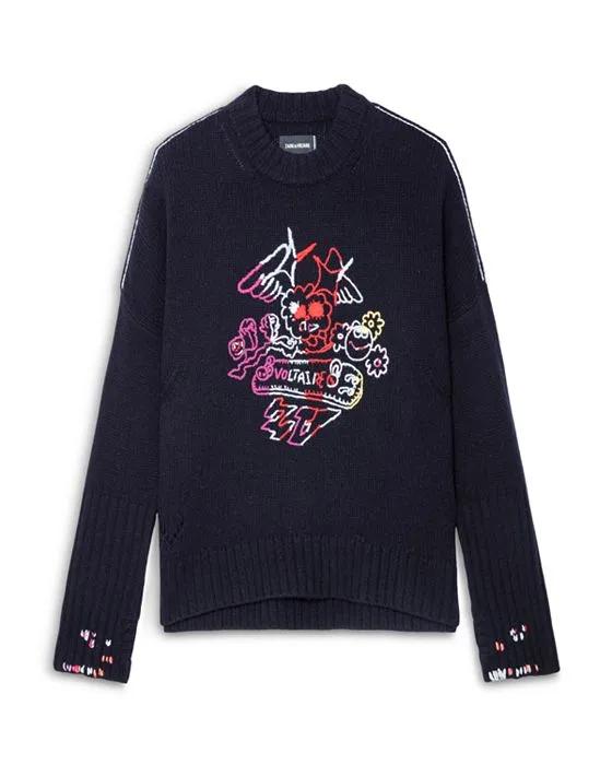 Malta Core Cho Embroidered Wool Sweater