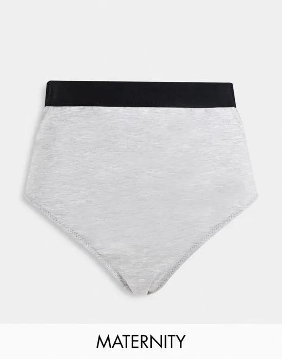 Mamalicious Maternity high waisted briefs in gray with black waistband
