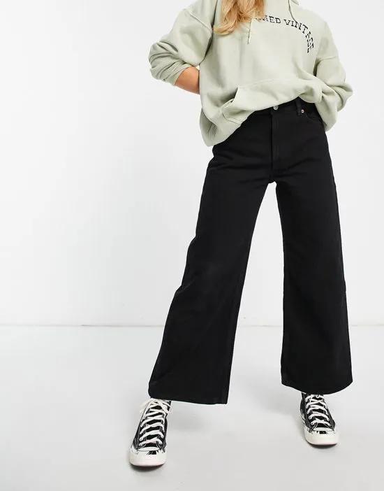 Mamiko wide leg cropped jeans in black