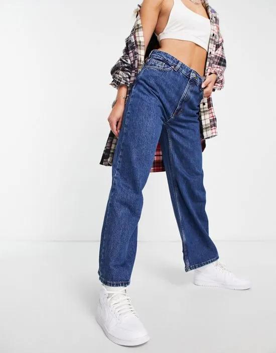 Mamiko wide leg cropped jeans in blue