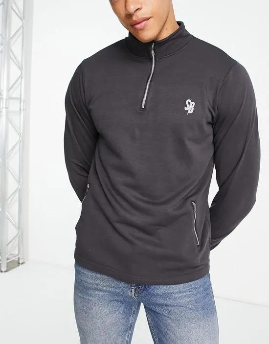 Man 1/4 zip sweatshirt in black