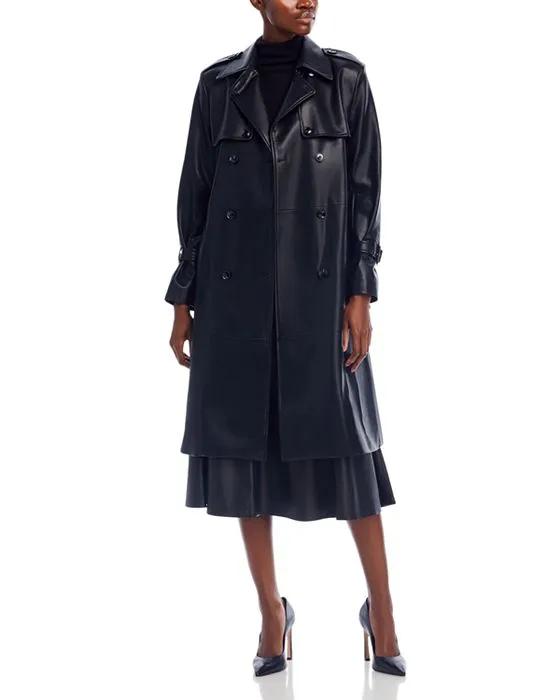 Mandie Faux Leather Trench Coat