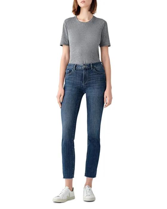 Mara Mid Rise Ankle Straight Jeans in Chancery