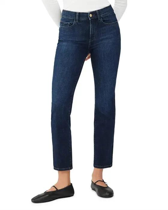 Mara Mid Rise Ankle Straight Leg Jeans in India Ink