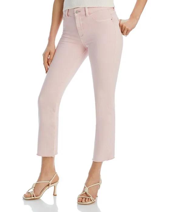 Mara Mid Rise Cropped Straight Fit Jeans in Pink Peony