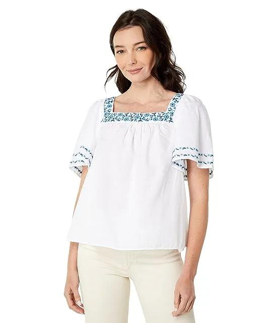 Maren Top in Embroidered Camellia