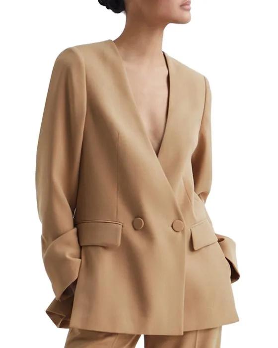 Margeaux Collarless Double Breasted Blazer