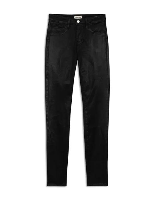 Marguerite Coated High Rise Skinny Jeans in Black Coated