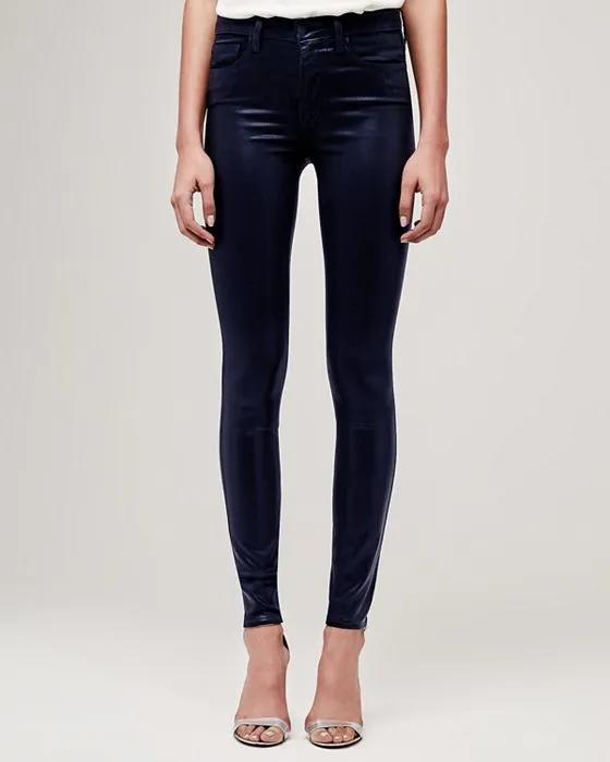 Marguerite Coated High Rise Skinny Jeans in Navy Coated
