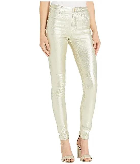 Maria High-Rise Skinny in Gold Messaline