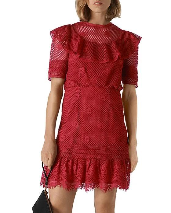 Mariah Ruffled Lace Mini Dress