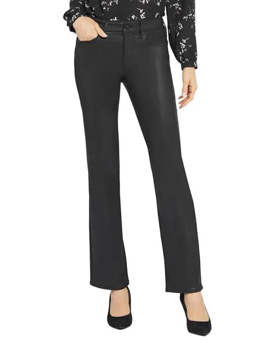 Marilyn Coated High Rise Straight Leg Jeans in Black Coated