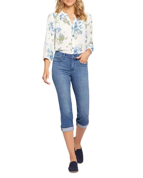 Marilyn Cuffed High Rise Cropped Straight Leg Jeans in Stunning