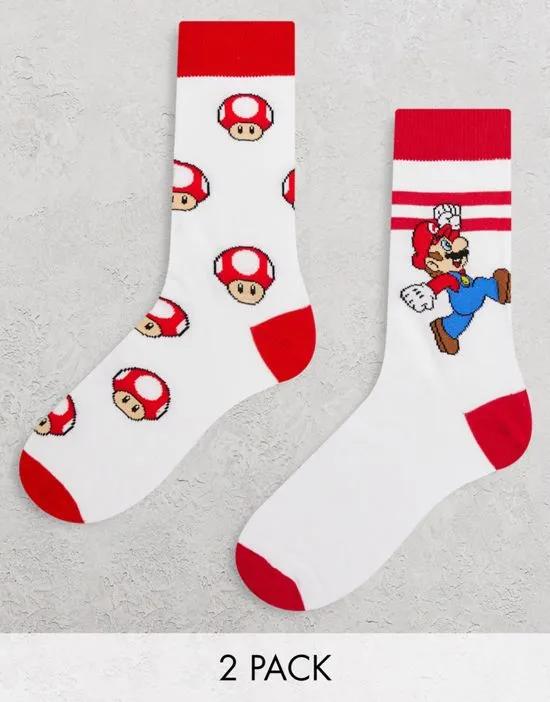 Mario Kart 2 pack ankle socks in white