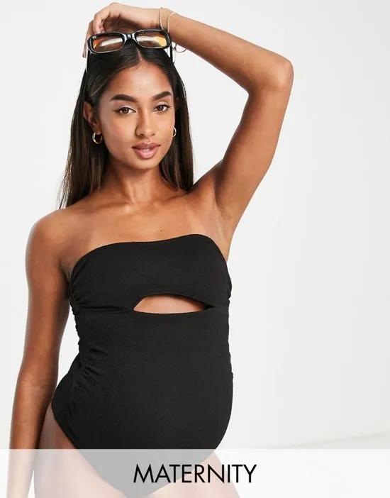 Maternity cut out halter swimsuit in black