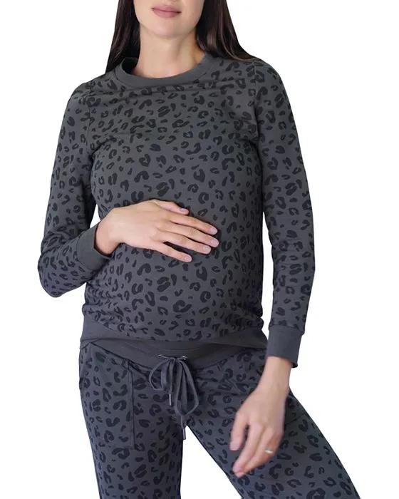 Maternity Leopard Print Sweatshirt