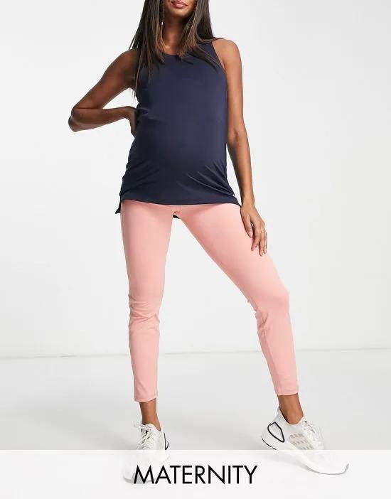 Maternity polyester over the bump leggings in cedar rose - PINK