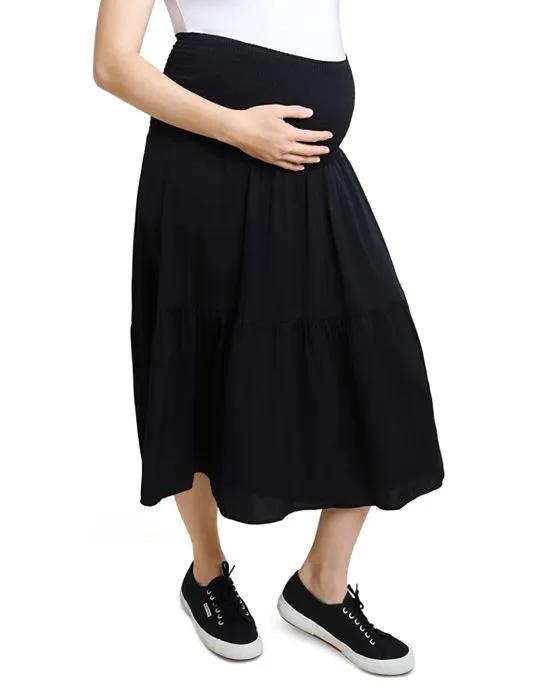 Maternity Smocked Pull-On Skirt