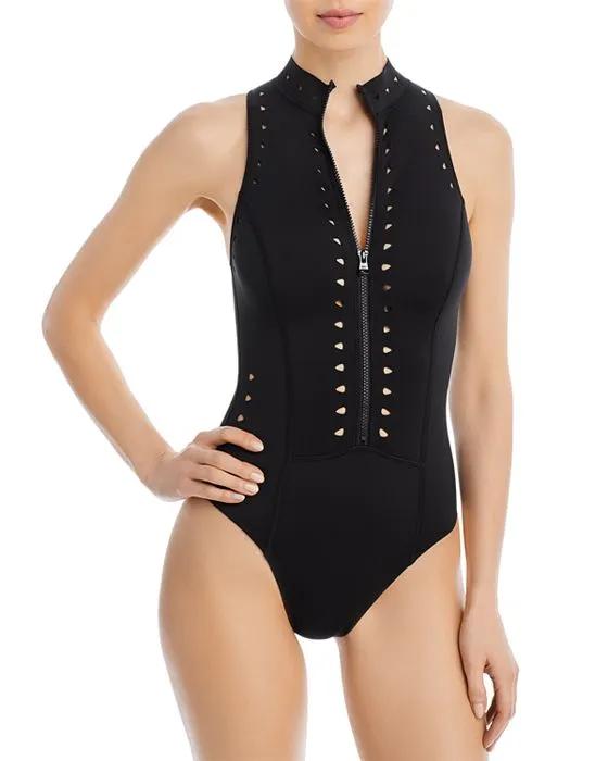 Mathilda Zip Front One Piece Swimsuit