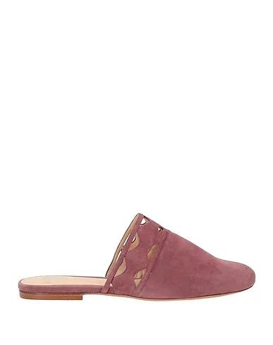 Mauve Leather Mules and clogs