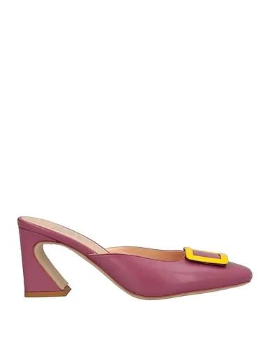 Mauve Leather Mules and clogs