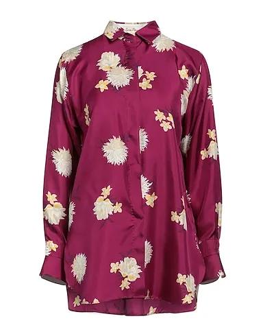 Mauve Satin Floral shirts & blouses