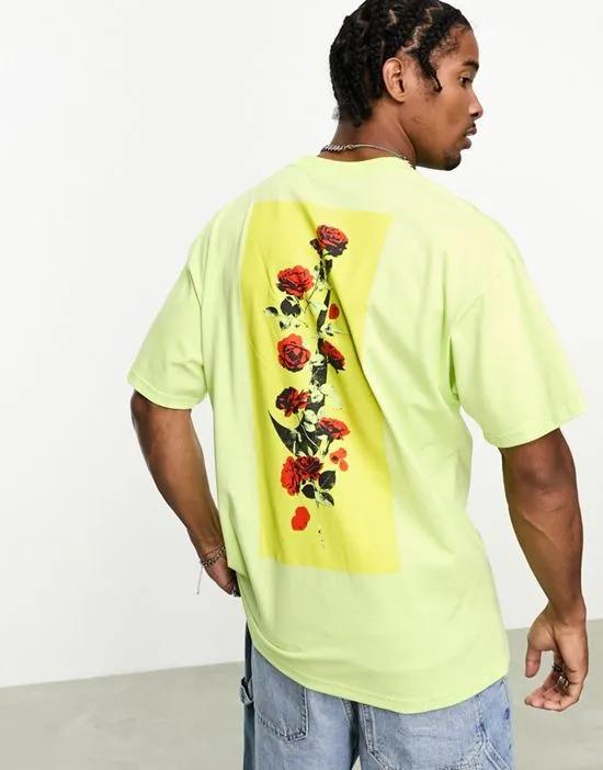 Max90 rose print t-shirt in yellow