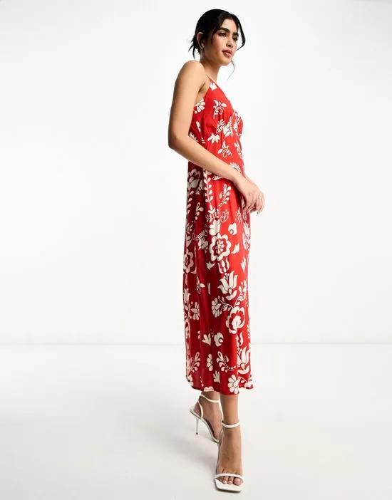 maxi cami dress in red print