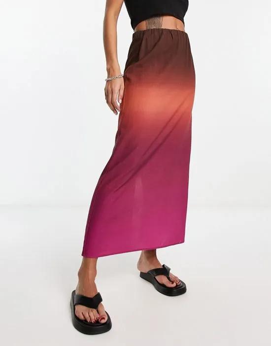 maxi column skirt in brown ombre