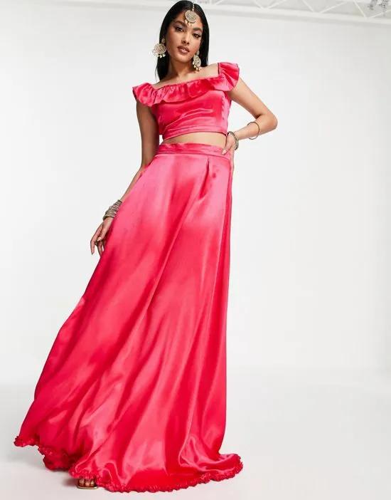 maxi skirt in fuchsia pink - part of a set